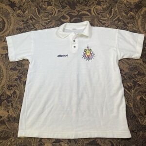 Vtg Atletica Chivas de Guadalajara Utileria White Polo Mens Size Medium Boxy